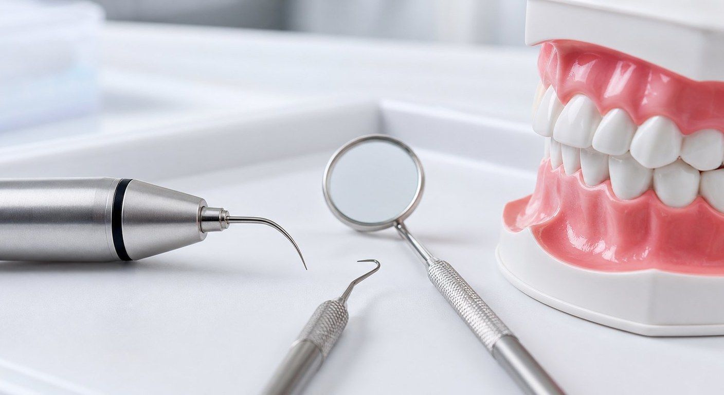 Hygiéniste dentaire réalisant un nettoyage doux des gencives