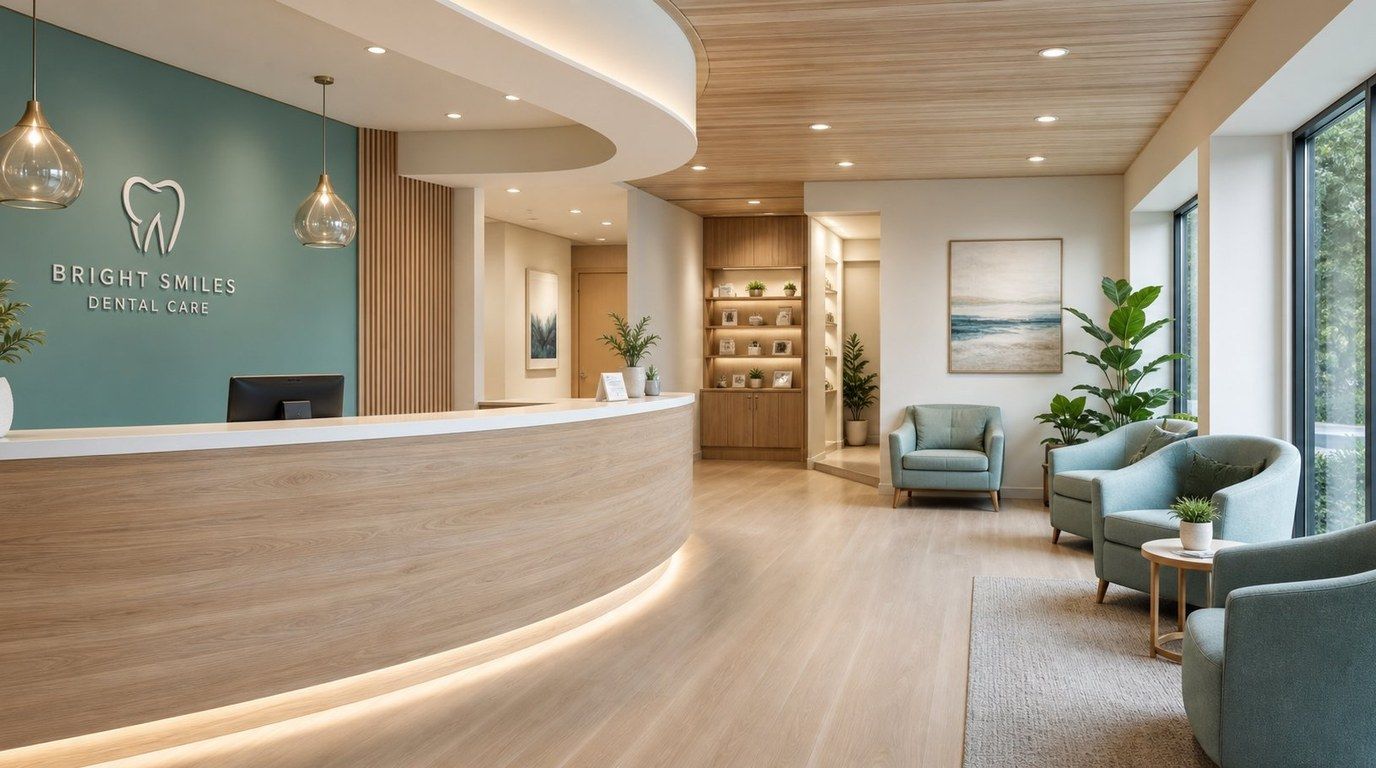 Salle d'accueil moderne et lumineuse du cabinet, avec assise confortable et lumière naturelle